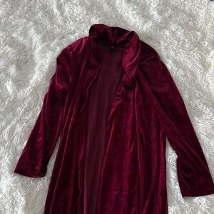 Velvet Burgundy Long Sleeve Cardigan